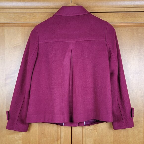 Lands' End Burgundy Wool Cashmere Blend Short Coat Jacket - 6P - Picture 2 of 14